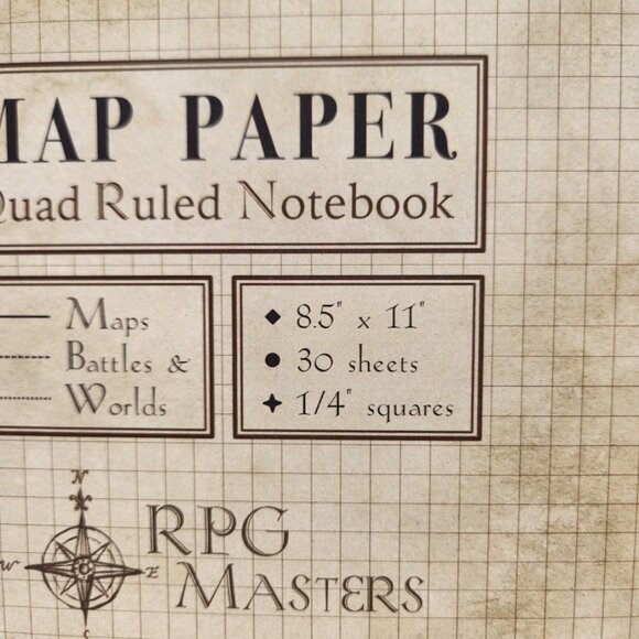 NEW Map Paper Quad Ruled book Pad Map Making Art Supplies Crafts D&D RPG Masters - Picture 2 of 7